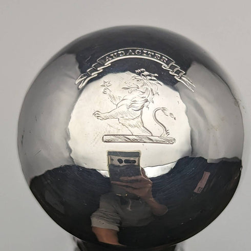 1890年 英国アンティーク 紳士用ステッキ 杖 純銀製 丸ハンドル 91cm